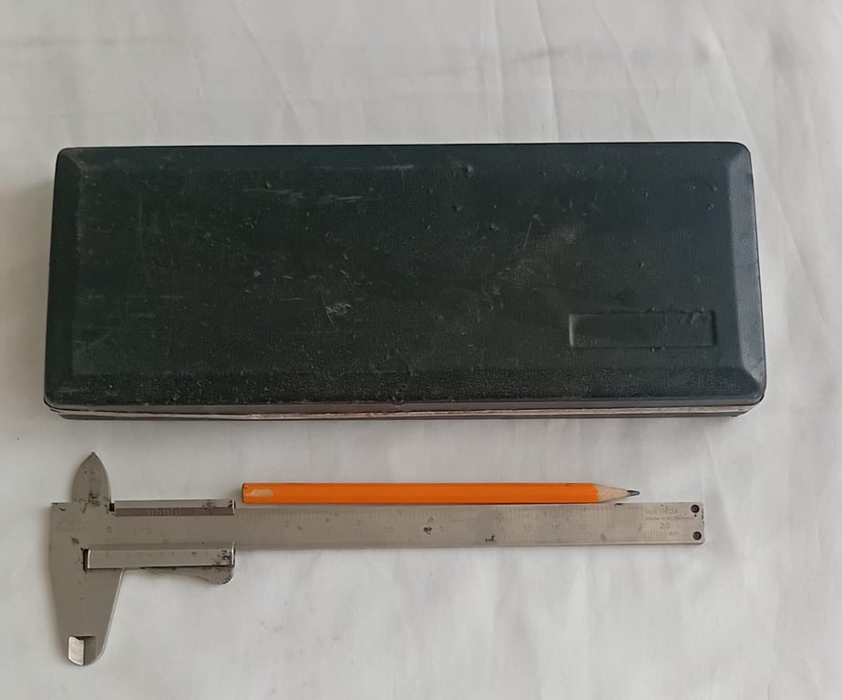 Vintage Metal Vernier Caliper with Protective Case
