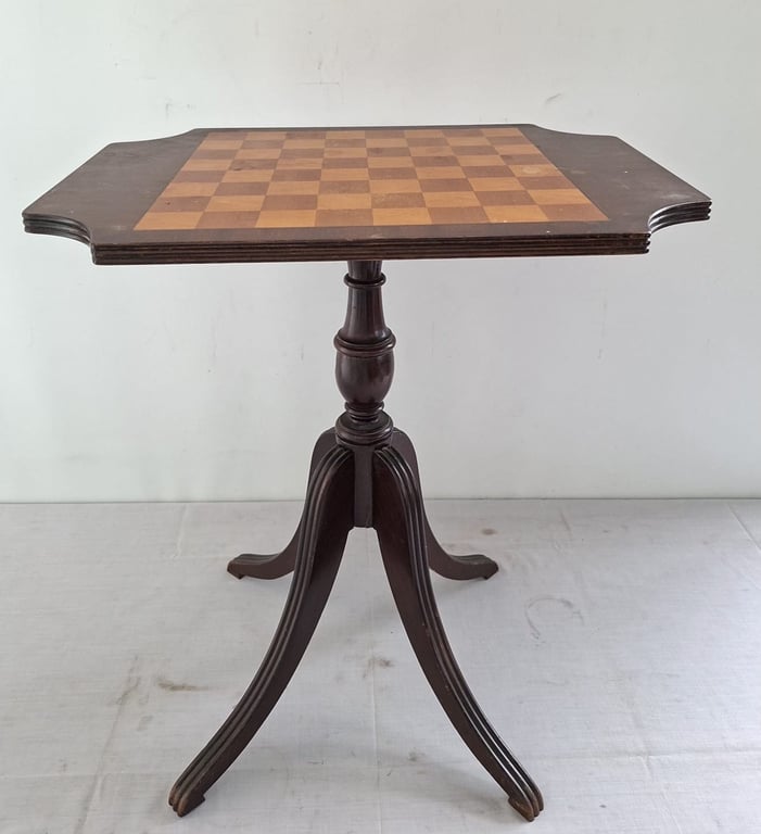 Vintage pedestal chess table