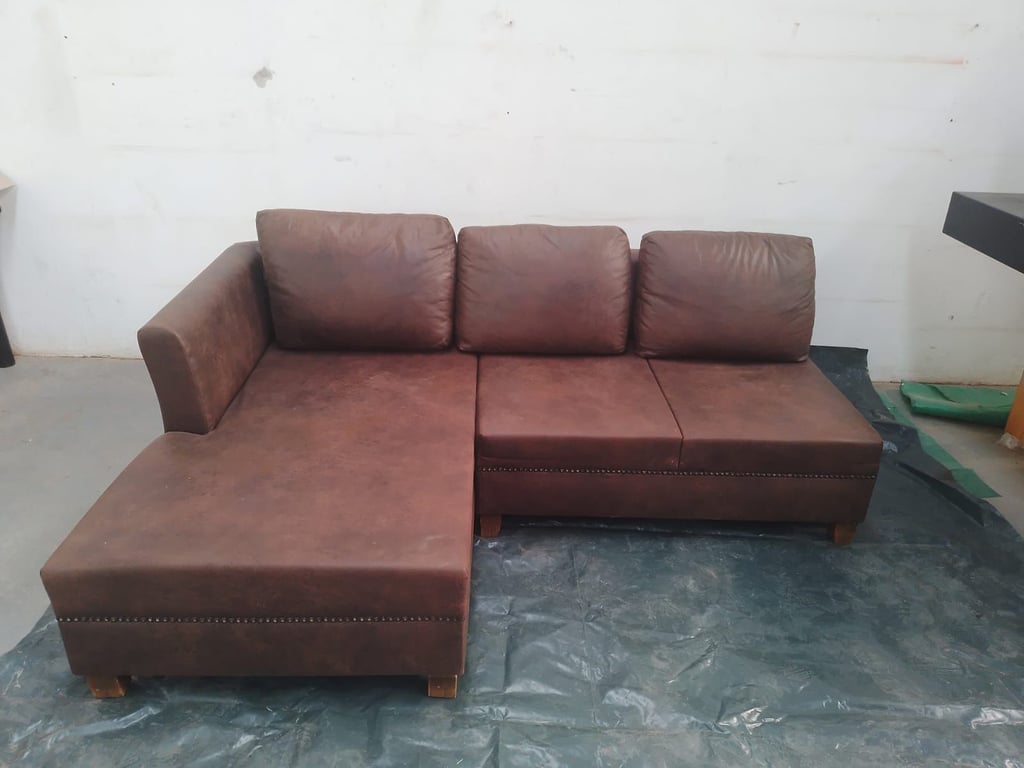 L-Shaped Leatherette Couch