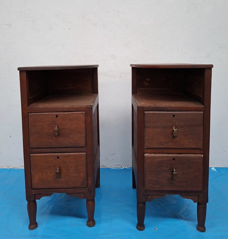Pair of Vintage Wooden Bedside Cabinets