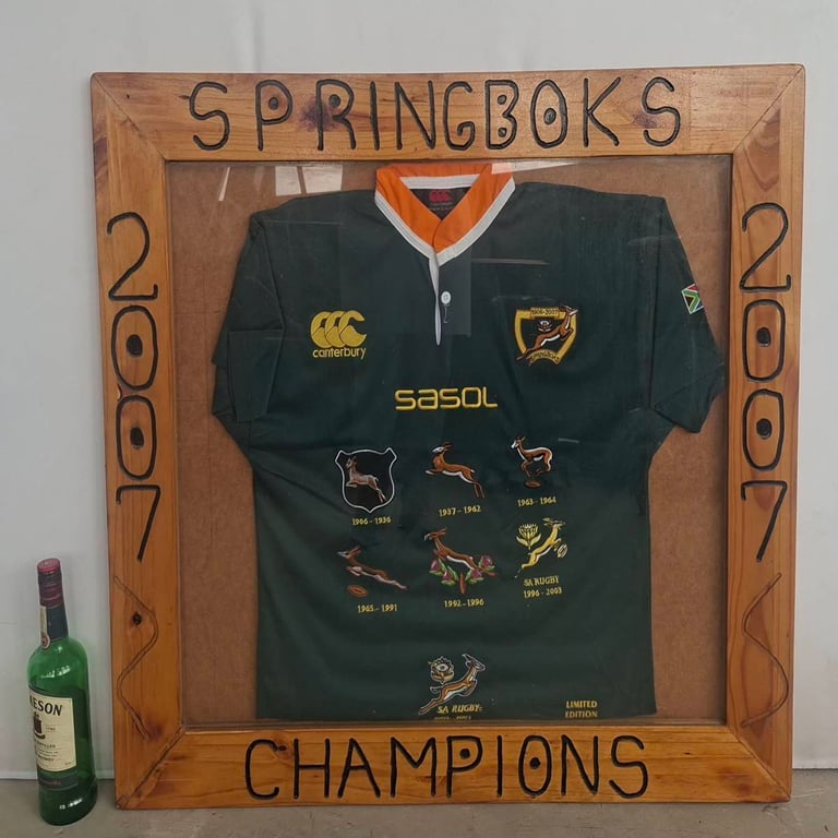 Framed South Africa Springboks Champions 2007 Green Rugby Jersey