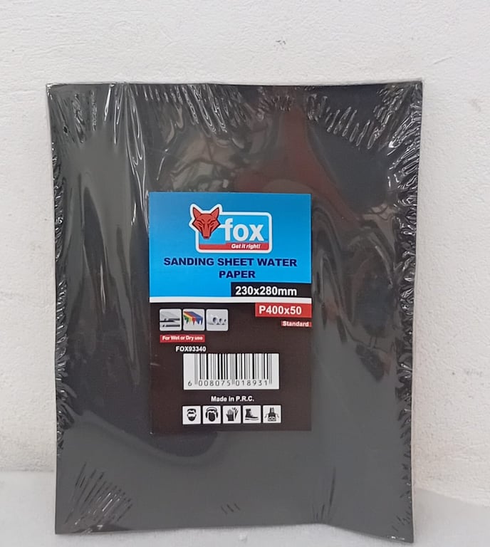 Fox Sanding Sheet Water Paper – P400 (50 Sheets, 230×280mm)