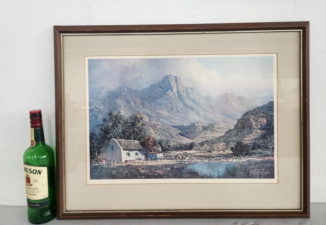 Framed Landscape Print – Cape Mountain Scene with Farmstead