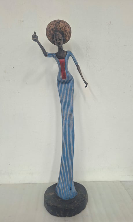 African Woman Hand -Carved Sculpture