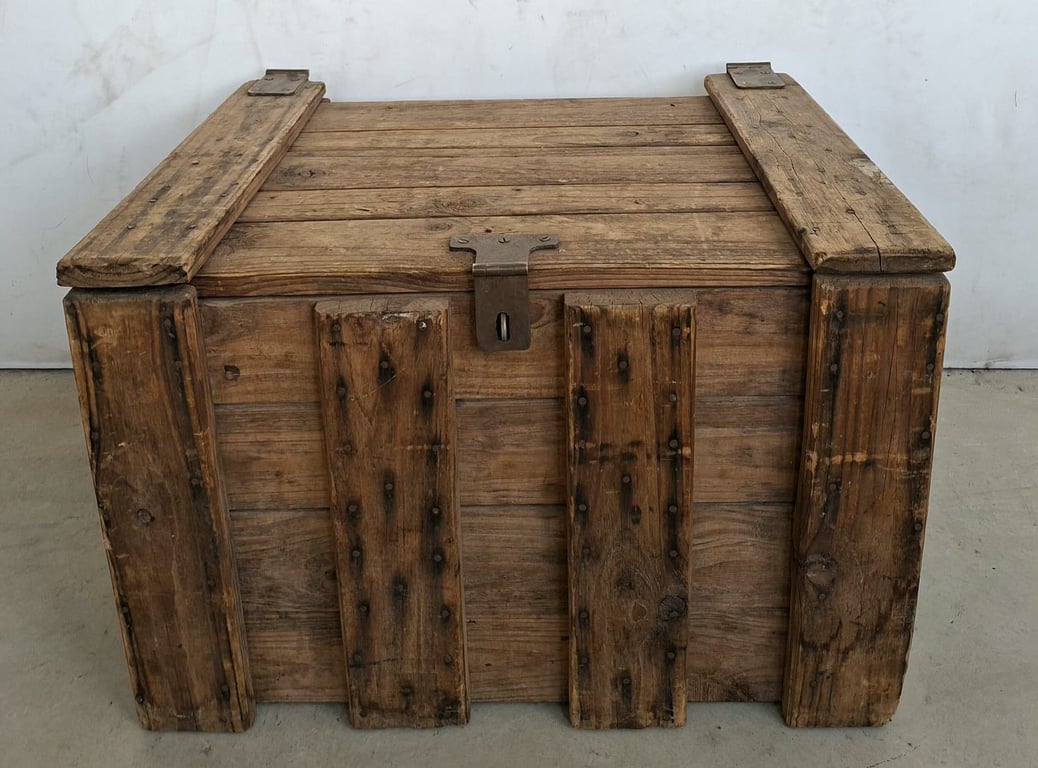 Vintage Wooden Military-Style Storage Crate