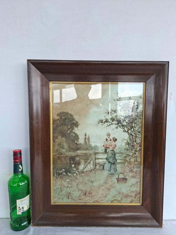 Framed Vintage Pastoral Scene Print