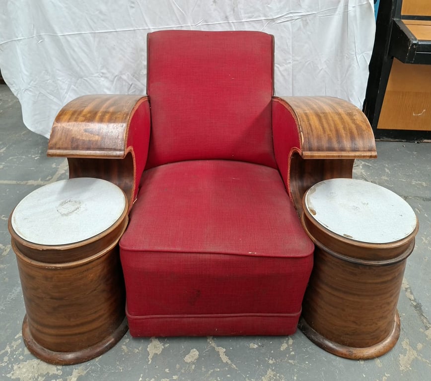 Vintage Retro Armchair with Built-in Side Tables (WAP)