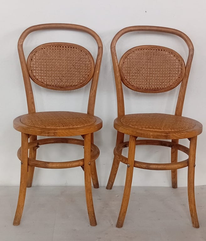 Pair of Bentwood-Style Cane Chairs