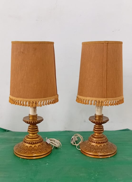 2 x Vintage Brass Table Lamps