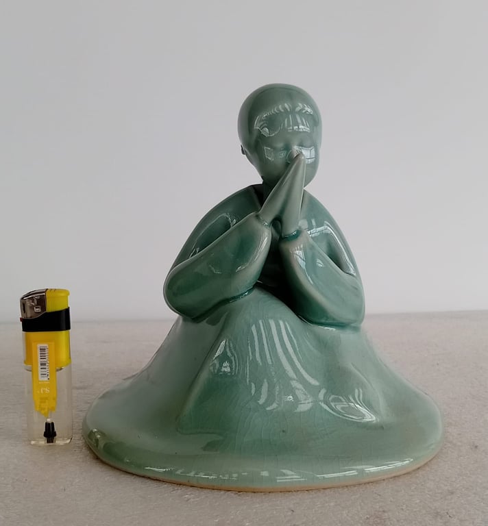 Korean celadon praying woman figurine