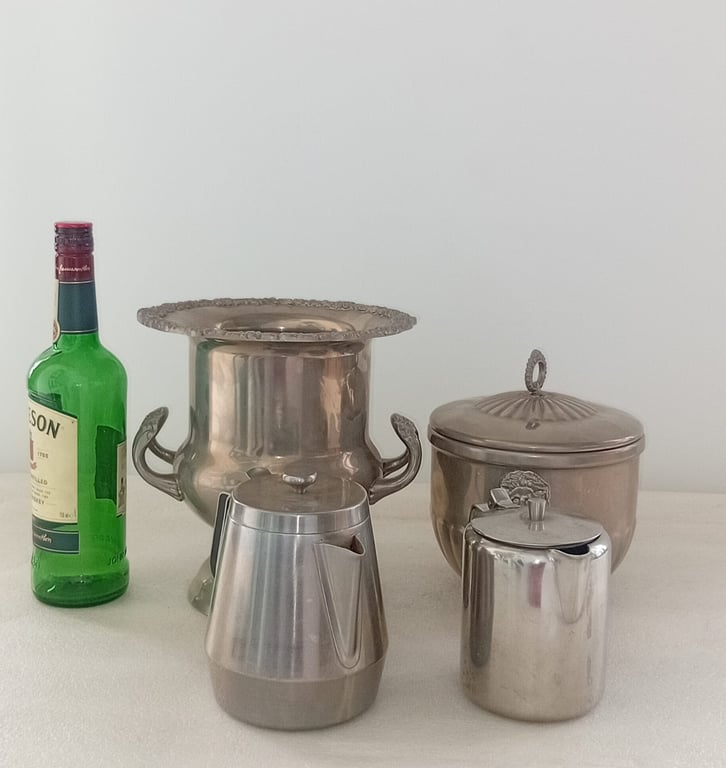 Vintage Silver-Plated Serving Pieces – Ice Bucket & Lidded Lion-Head Container