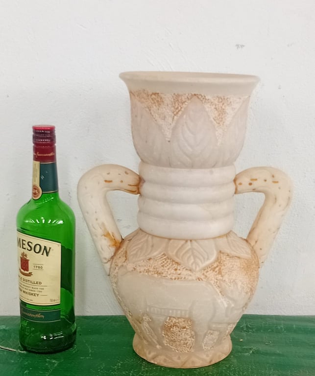 Decorative Alabaster-Style Swan Vase