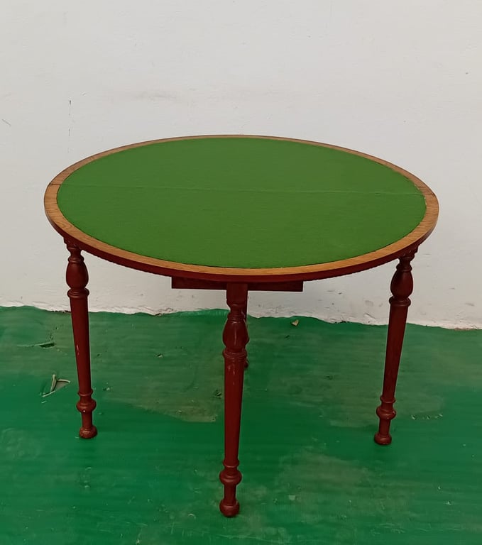 Demilune fold-over card table