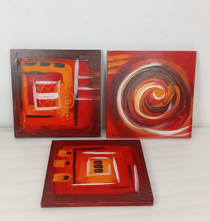 A Set Of Three Abstrarct Wall Art Paintings