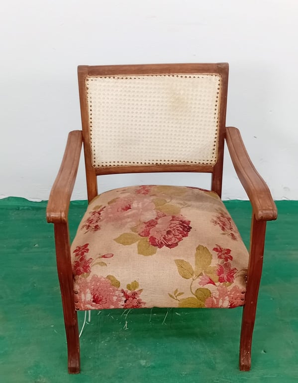 Rattan-Back Occasional Chair