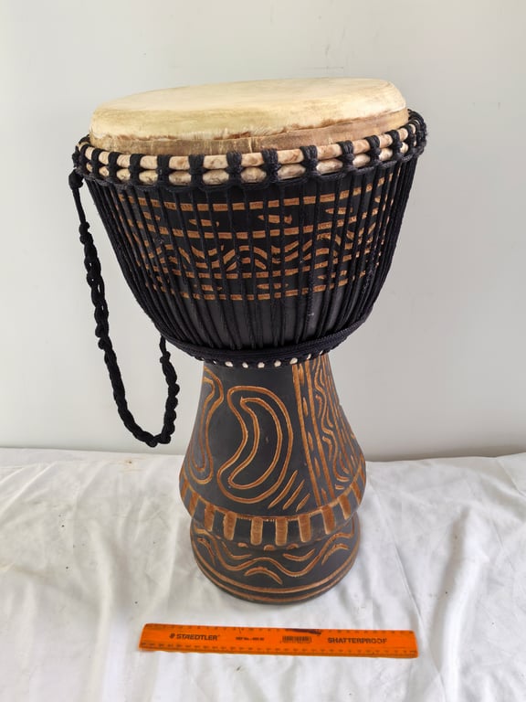 Carved African Djembe Drum