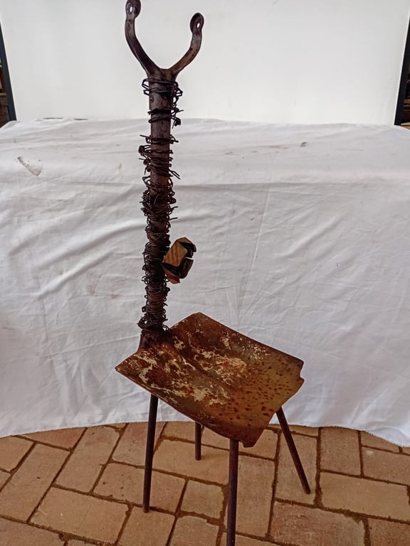 Vintage Metal Spade Stool