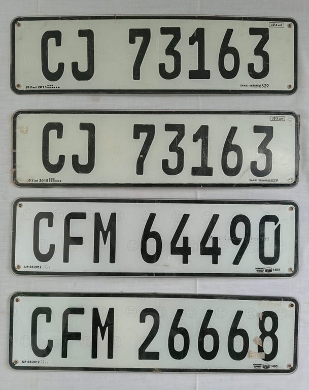 Film Prop White Number Plates bid per piece