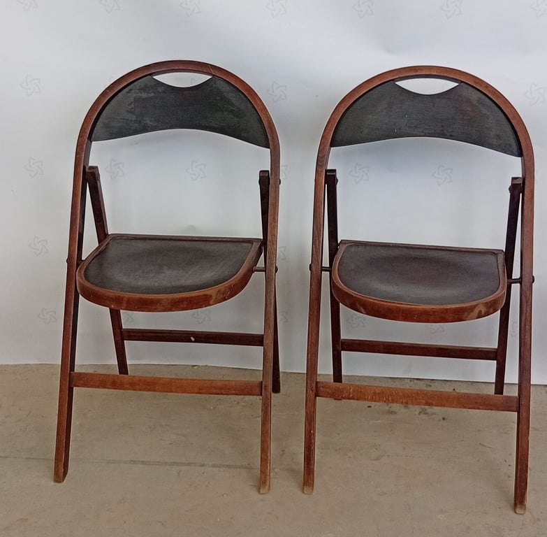 Pair of vintage wooden folding chairs