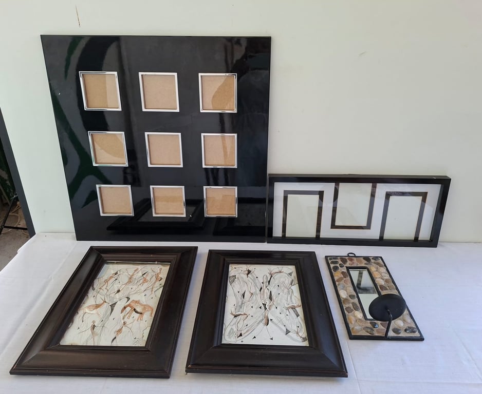 Assorted Collection of Framed Decorative Wall Art and Frames
