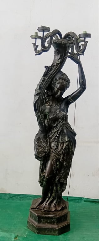 Vintage reproduction bronze figurial floor lamp