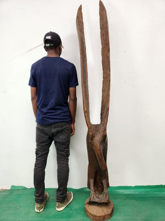 Hand -Carved Wooden Statue Of An Eagle