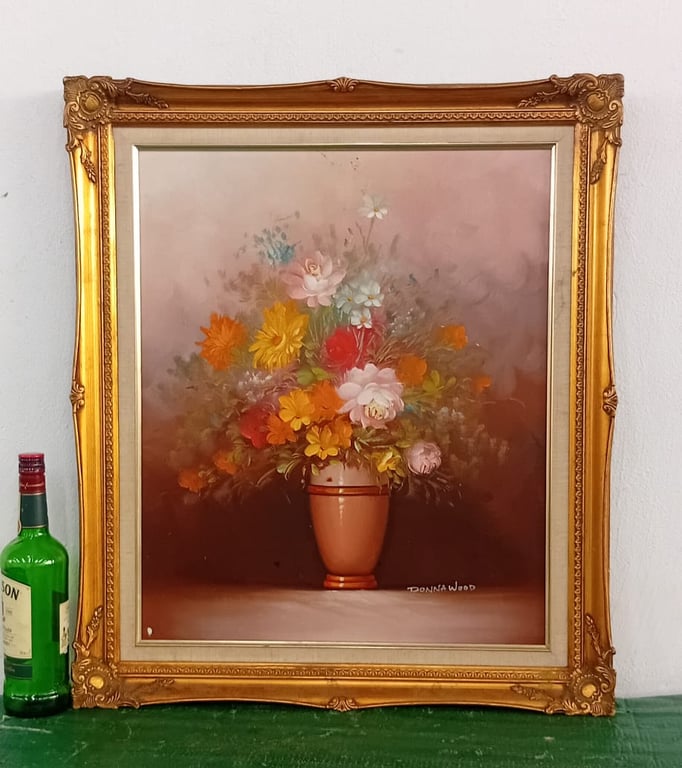 Framed Floral Still Life Print – Signed “Donna Wood”