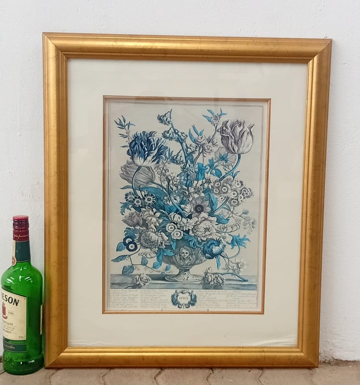 Framed Vintage-Style Floral Illustration / Botanical Art Print