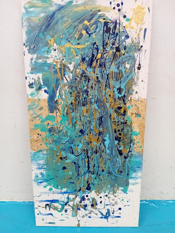 Abstract Drip Technique Canvas Painting