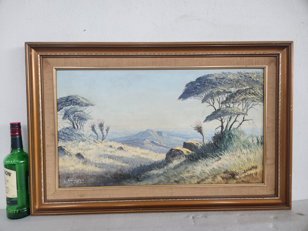Vintage South African Landscape Painting in Gilt Frame - Signed L. Albertyn