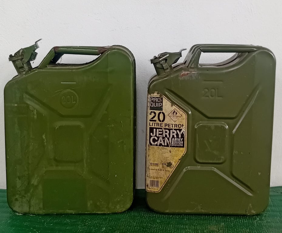 Pair of Vintage 20L Metal Jerry Cans (Military-Style)