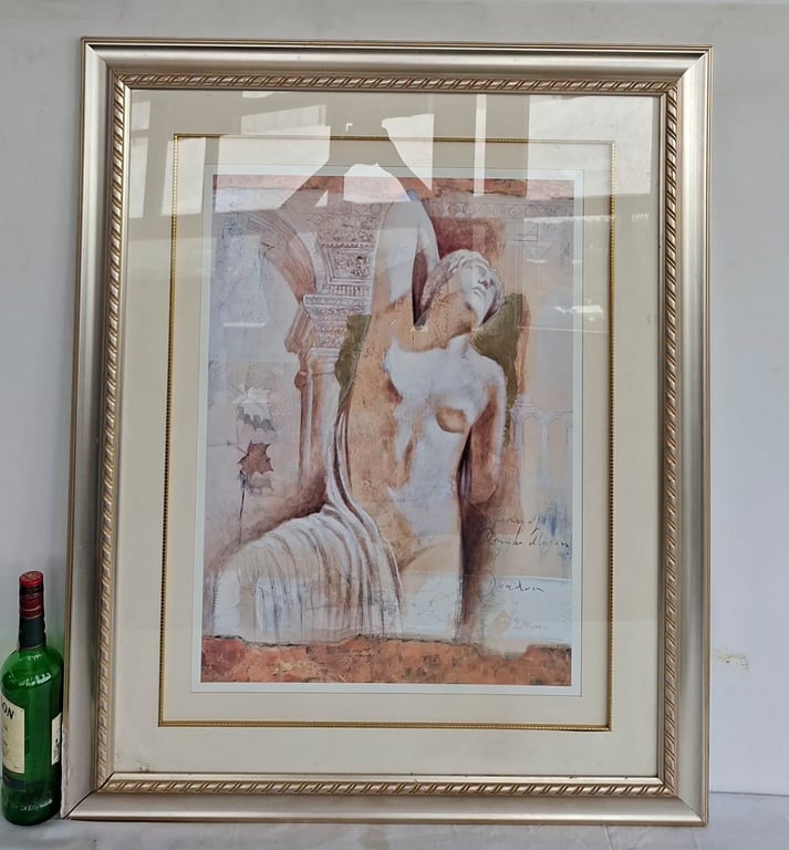Framed Romantic Figurative Art Print – Elegant Couple Study