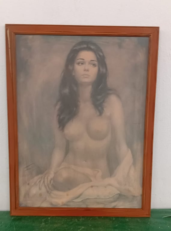 Framed Vintage-Style Portrait Print of Seated Woman