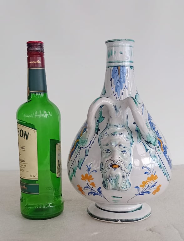 Rare Polychrome Faience Pilgrim Gourd Vase