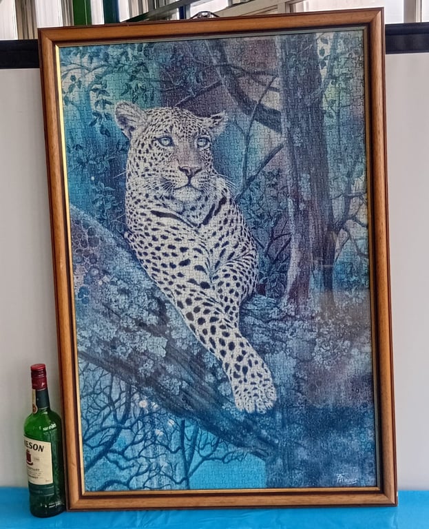 Large Framed Leopard Artwork (Puzzle-Style Print)