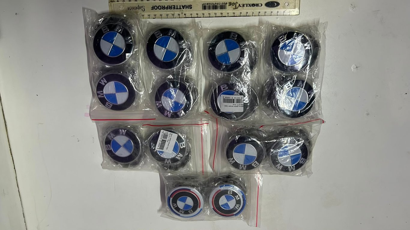 BMW wheel center caps Classic blue and white roundels & Heritage M 50TH Anniversary edition