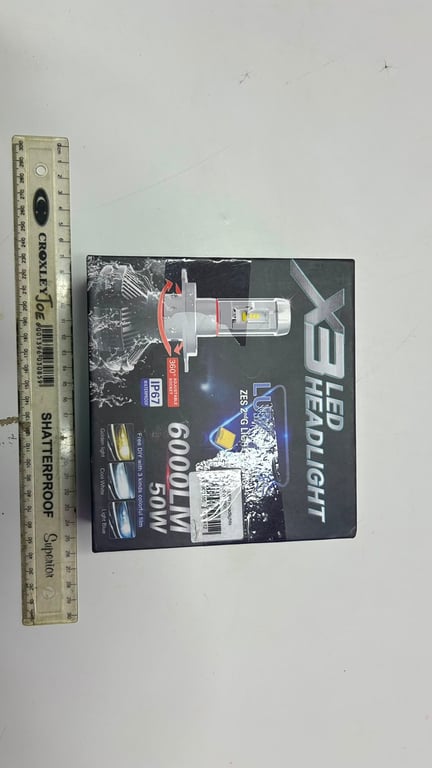 X3 series LED headlight kit featuring 50W power and a 6000LM brightness rating BRAND NEW