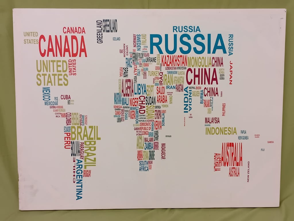 Typographic World Map Wall Art Print
