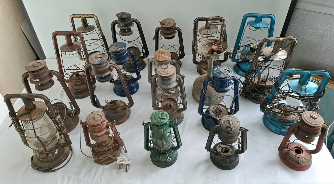 Large Collection of Vintage Paraffin and Hurricane Lanterns