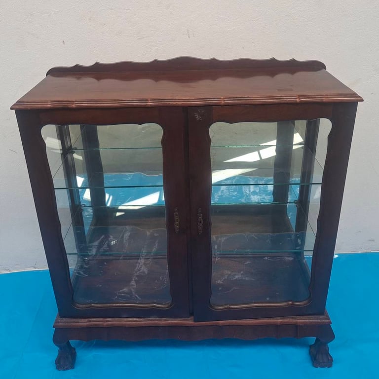 Vintage Wooden Glass Display Cabinet