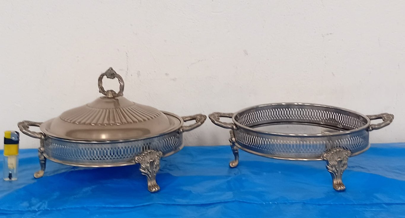 Vintage Silver-Tone Footed Serving Dishes
