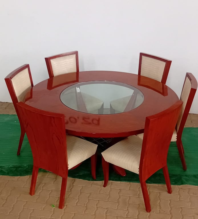 Solid Rosewood Wooden Dining Suite with Glass Insert