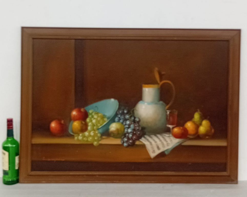Framed still life oil painting