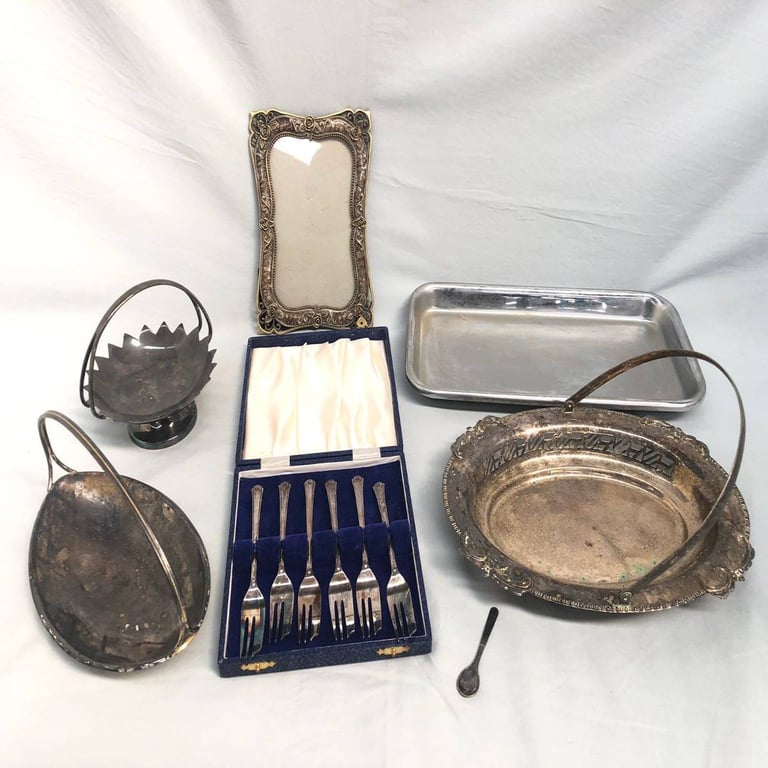 Vintage Forks Frame & Silver Plated Items