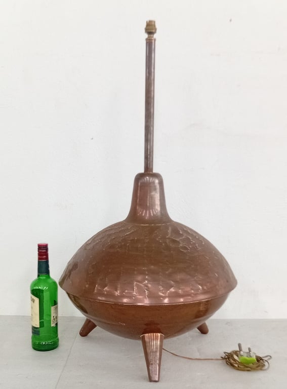 Large handcrafted copper table lamp