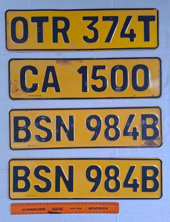 Film Prop Yellow Number Plates Bid per piece