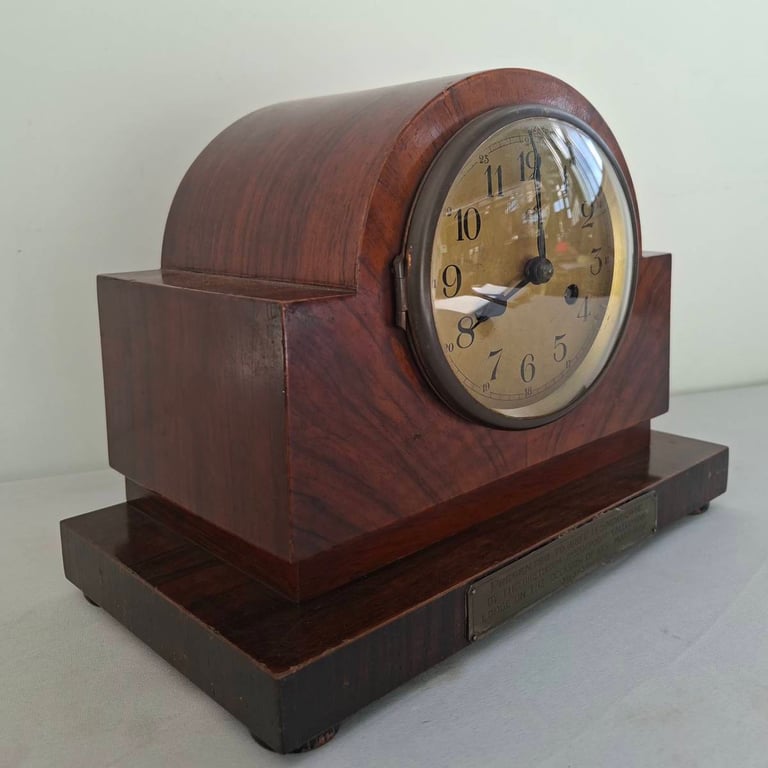 1934 Vintage Art Deco Wooden Mantel Clock