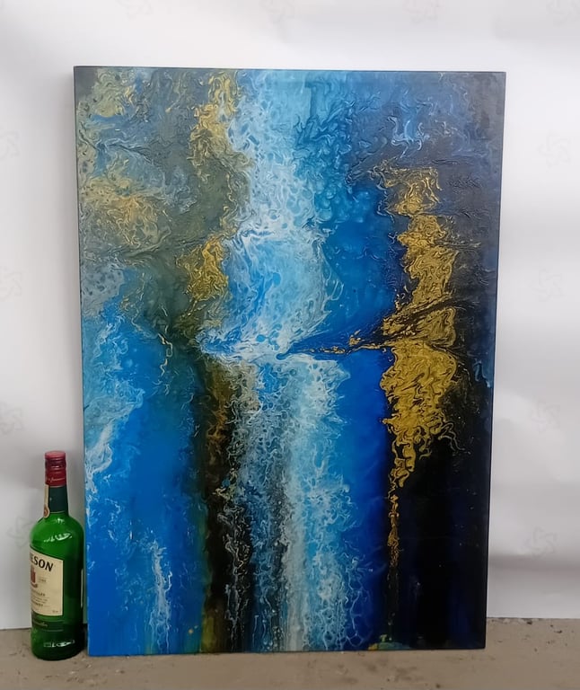 Large Contemporary Abstract Fluid Art Painting on Canvas