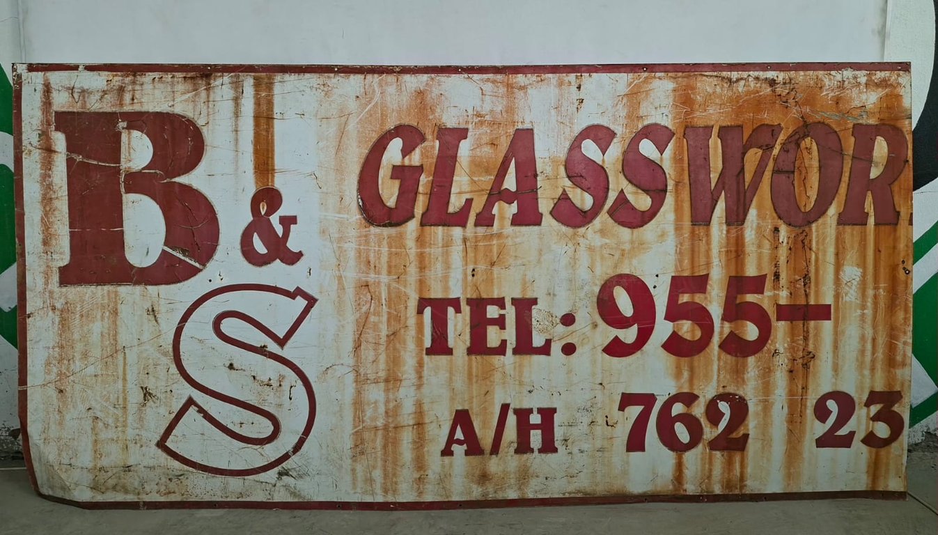 Vintage B & S Glassworks Advertising Metal Sign