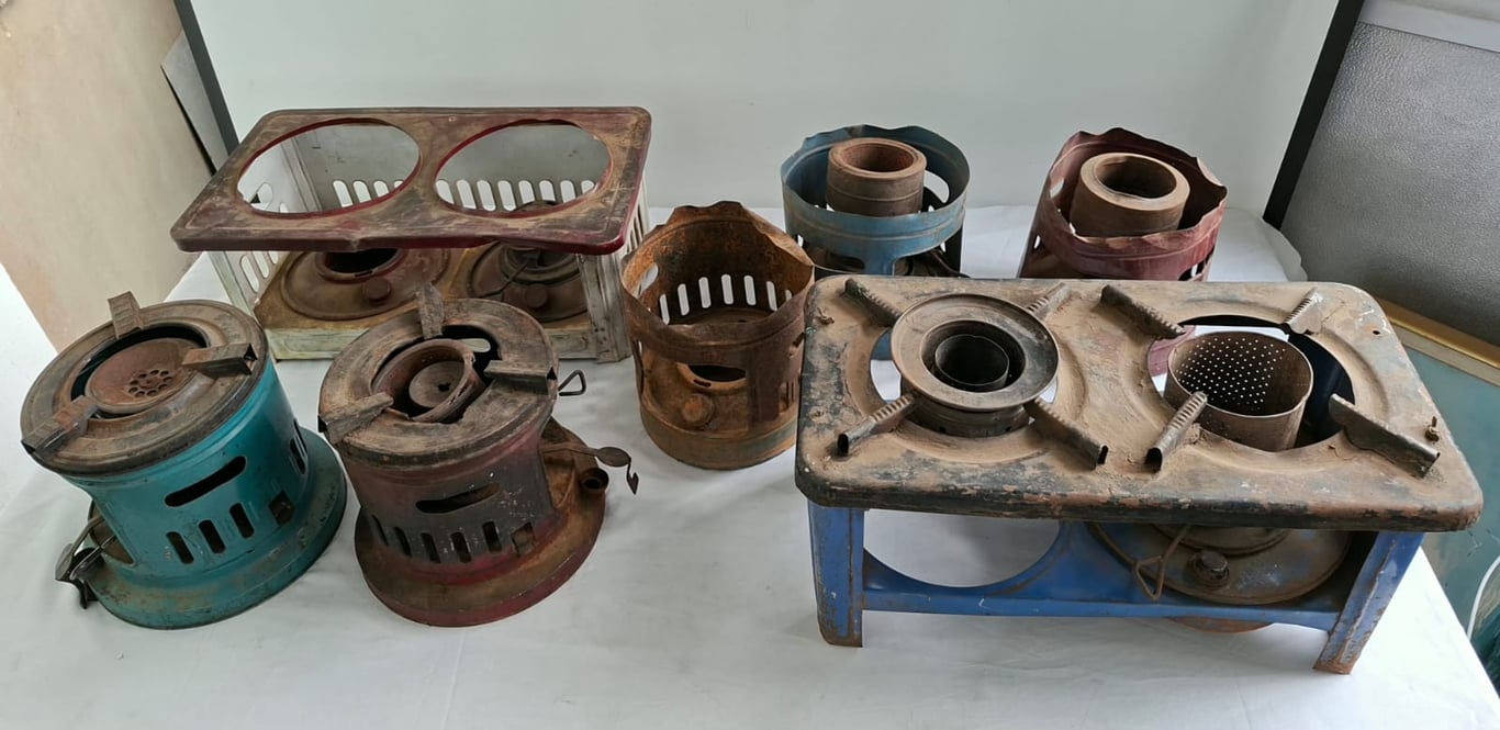 Collection of Vintage Paraffin and Gas Stove Burners